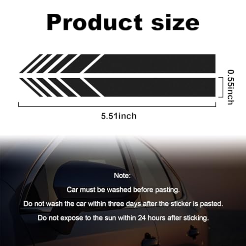 Image of Augeny 2 PCS Car Rear View Mirror Stickers, Waterproof Vinyl Auto Side Rearview Mirror Stripes, Universal Reflective Anti-Collision Striped Warning Decal for Most Vehicles (Black)