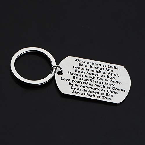 Image of CENWA Work as hard as Leslie Be as kind as Ann Keychain Funny Fans Gift