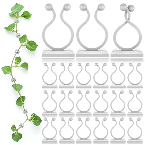100Pcs Clear Plant Clips for Climbing Plants Indoor - White & Flexible Climbing Plant Wall Clips for Vines Organize - Universal Size Vine Clip Set with Sticky Mount Easy Installation & Strong Grip
