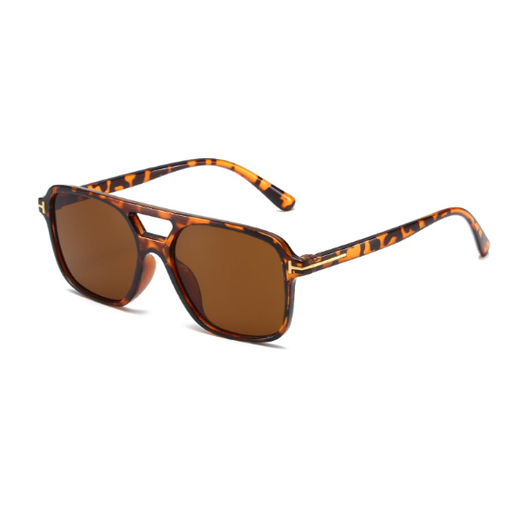 Men Women Retro Versatile Double Beam Large Frame Square Sunglasses For Driving Outdoors