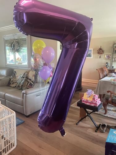 Image of Number Balloons Purple 17 Balloon 40 inch for 17 Birthday Party Decoration | Saturated Color, Large 40 in, With Straw & Hanging Hole, For Back-to-School Season, Wedding, Christmas, New Year, Anniversary
