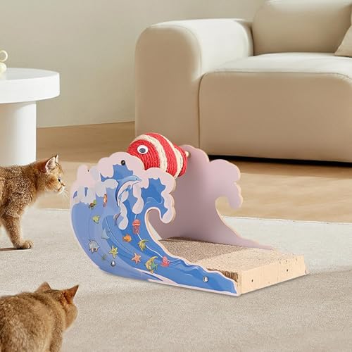 Griffoir multifonction en forme de dauphin avec accessoire de jeu pour chat - 5