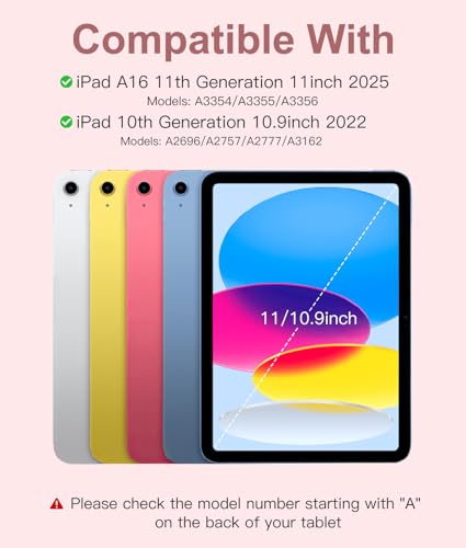 Image of Hamile for iPad 11th 10th Generation Case with Keyboard - 7 Colors Backlit Wireless Detachable Folio Keyboard Cover with Pencil Holder for iPad 11-inch A16 2025 10th Gen 10.9 Inch 2022 (Light Pink)