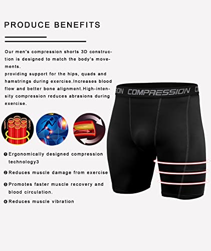 Image of Men's Compression Shorts Underwear, Athletic Workout Base Layer, 4-Way Stretch Moisture-Wicking for Running, Gym, 3 or 5 Pack