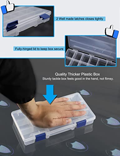 Hlotmeky Tackle Box Small Fishing Box Organizer 2 Pack 3500 Tackle Tray Clear Plastic Storage Box With Dividers Sorting Snackle Box #TOP2