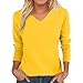Womens Tops, 3/4 Sleeve Shirts V Neck Solid Basic Lightweight Loose Fall Tunic Shirts for Women Clothes Business Casual Wine Red Tops Button Down Blouse (XXL, Yellow)
