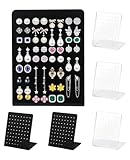 Roctee 6 Pack 72 Hole Acrylic Earring Display Stand, Stud Earring Holder Set In Black & Clear, Jewelry Display For Selling, Craft Shows, Vendor Booth, Pop Up Market, Boutique Retail & Home Organizer