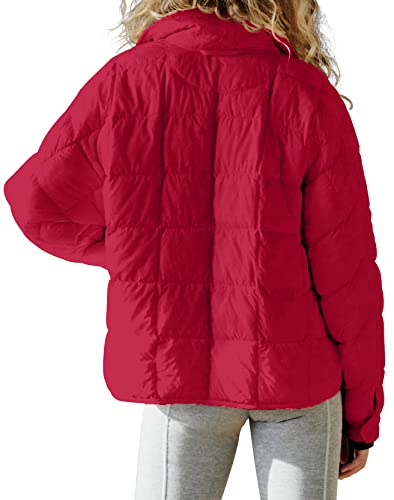 Aiopr Women's Oversized Lightweight Down Coat Long Sleeve Zip Packable Short Puffer Jackets #TOP4
