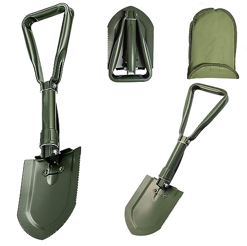 Pala Plegable Multifuncional 58 cm, Pala Plegable Militar, Pala de Supervivencia Camping, Portátil Pala Plegable para Camping, Jardín, Supervivencia, Senderismo