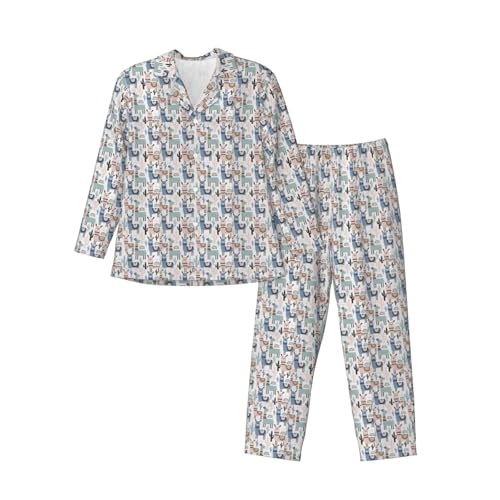 Vêtements de nuit 2 pièces ensemble de pyjama à manches longues homme imprimé cactus