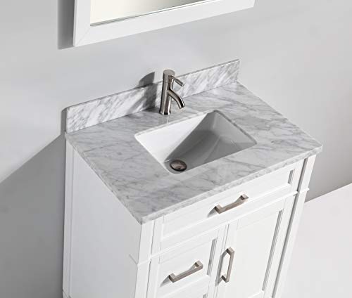 Vanity Art 36 Inches Single Sink Bathroom Vanity Set Carrara Marble Stone Top Soft Closing Doors Undermount Rectangle Sink Cabinet With Free Mirror Va2036-W #TOP4