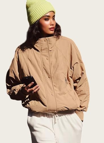 Women's Tripper Jackets Fleece Lined Windbreaker Coat Zipper Button Drawstring Outwear with Pockets4
