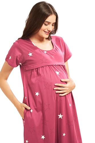 Image of AV2 Women Cotton Printed Maternity Nursing & Feeding Relaxed Fit Nighty -3149