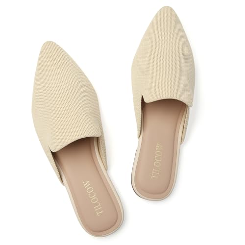 Image of Tilocow Knit Mules Office Slip on Loafers Business Casual Flats for Women