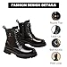 BGSMGISKD Men's Chunky Platform Motorcycle Combat Boots with Lace-Up Fashion Leather Side Zipper Non-Slip Lug Sole Comfortable Chukka Ankle Booties Waterproof High-Top Biker Boots (Black/Velvet,7.5)