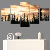 SIGNWIN 5 Panel Canvas Wall Art Setting in The Trees for Home Decorations Ready to Hang - 60