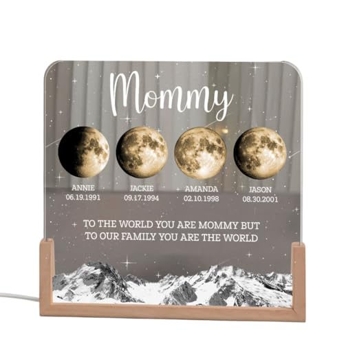 Personalized Moon Phase Night Light with Date – Custom Moons Phase With Kid's Name & Birthday, Gift For Mom Grandma Wife