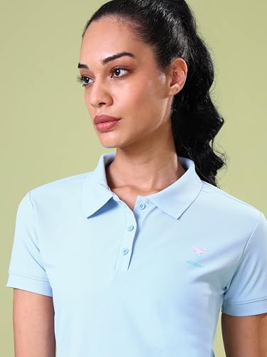 Image of TECHNOSPORT Womens Polyester Slim Fit Solid Half Sleeve Polo Matpiq T-Shirt with Techno Dry, Anti Static for Regular Use