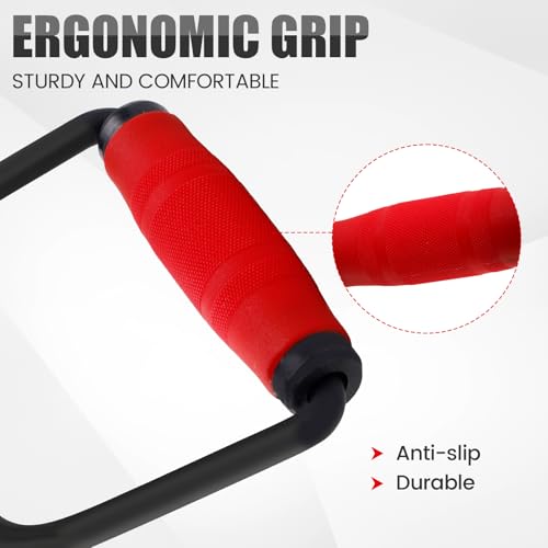 E.T.ENERGIC D Handle Bar with PU Grip, Environmentally Odorless, 360° Rotating LAT Pull Down Bar Cable Machine Attachment for Weight Workout Tricep Pull Down Attachment for Gym Home, Black+Red by E.T.ENERGIC - Image 4
