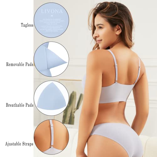 Livona 3 Pack Comfort Bra For Women- Padded Sports Bralette, Sexy V-Neck Wireless Everyday Bra, Crop Cami Plunge Bra S-Xxl #TOP5