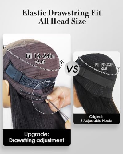 Image of Real Wear and Go Glueless Wig Human Hair Straight, 9x6 Pre-Plucked Pre-Cut Glueless Wigs, HD Transparent Lace Front Closure Wig for Women 250% Density 30 Inch (9x6 Straight, 32 inch)