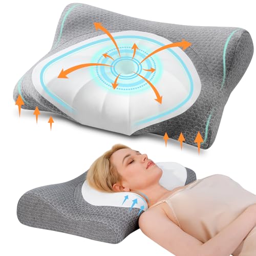 Domusensus Cervical Pillow for Neck and Shoulder,Ergonomic pillow for neck pain relief,Cervical neck pillow Contour Bed Pillow,Memory foam neck pillow Soft for Side Sleepers, Back and Stomach Sleepers