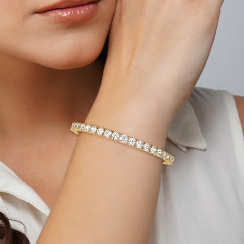 Diamond2Deal 14k Gold Round Cut Lab Grown Diamond Tennis Bracelet (1ct to 10ct, Color-D, Clarity- VS) 7 inch2