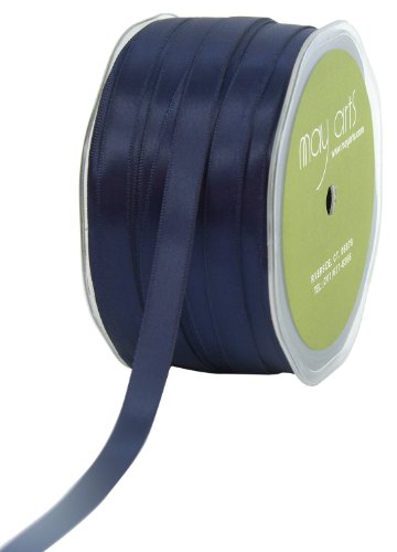 May Arts 3/8-Inch Wide Ribbon, Navy Satin