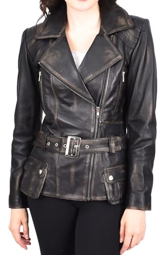 Veste en cuir avec ceinture pour femme Sandra A1 FASHION GOODS