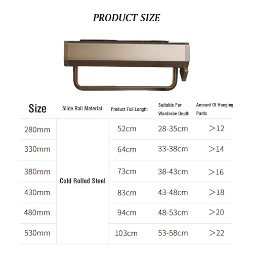 Tringle de placard rétractable réglable de 28 à 53 cm pour économiser l'espace