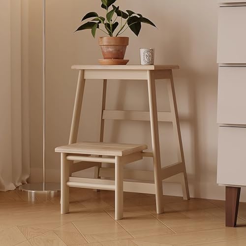 Taburete plegable de madera maciza, diseño ligero 3 en 1 para biblioteca, hogar y cocina