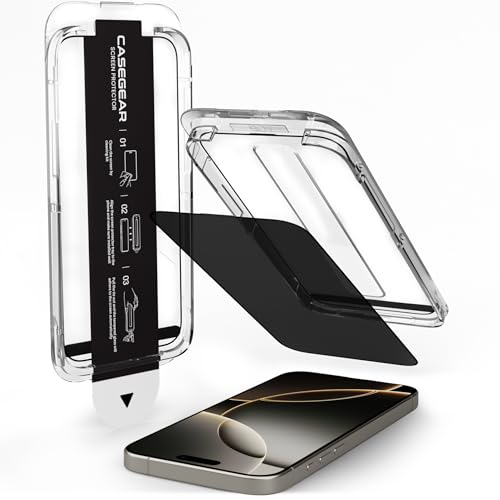 Image of CASEGEAR Privacy Screen Protector Compatible With iPhone 16 Pro Max Anti Spy Tempered Glass | Curved Edges | Case Friendly | Easy Installation Kit