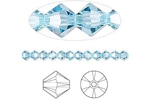 Swarovski 4mm XILION Aquamarine Bicones for Jewelry Making (48-Pack)