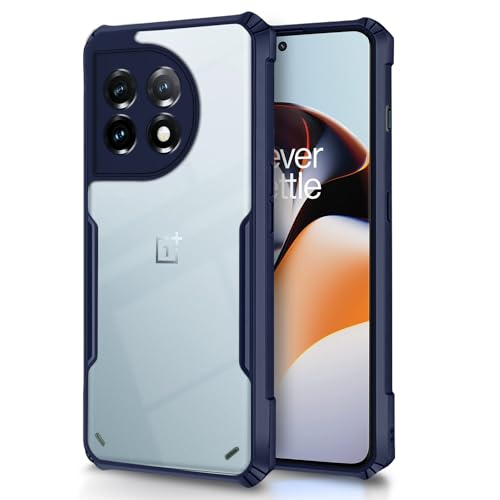 Image of Outlouders Back Cover for OnePlus 11R 5G | Ultra Hybrid Transparent | Full Camera Protection | Raised Edge | Crystal Clear Bumper Case (Blue)
