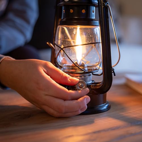 Large Paraffin Oil Indoor Lamp, Hurricane Lamp, Emergency Kit, Lamplight 52664 Farmerï¿½s Lantern Indoor Oil Lamp, Black, Original