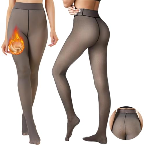 CheChury Medias Invierno Mujer Medias Térmicas Translúcidas Medias Forro Polar Panty Reductora Termicos Mujer Medias Color Piel Mujer Invierno Leggings Cintura Alta Pantimedias Translúcidas Falsas