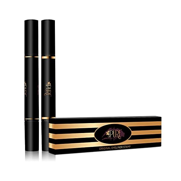 LA-PURE-Waterproof-Eyeliner-Stamp-2-Wingliner-Black-Make-Up-Pens-Vamp-Style-Wing-Smudgeproof-Waterproof-Perfect-Cat-Eye-Look-Winged-Long-Lasting-Liquid-Eye-Liner-Pen-Eyeshadow-No-Dipping LA PURE Wing Eyeliner Stamp Pens 2x Liquid Cat Eye Winged Eyeliner Stamp & Fine Tipped Pen Eyeliner Stencil Smudge Proof Black Eye Liner Tiktok Trend Items Sweatproof -Black 10mm