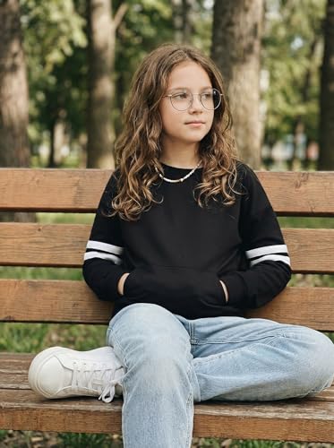 Image of SELINK Girls Big Kids Long Sleeve Striped Color Block Pocket Tees