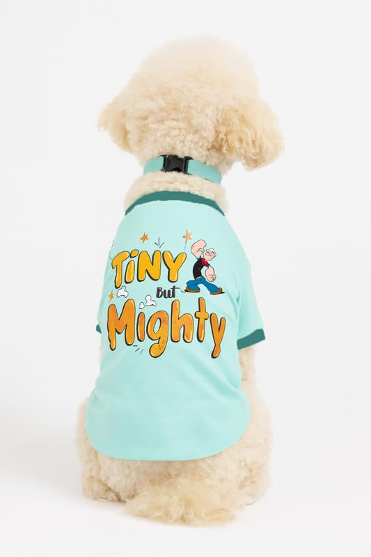 Image of Thunder Tails Cotton Adjustable Dog T-Shirt | Soft Breathable Pet Clothing for Small Dogs & Puppies | Ideal for Pekingese, Maltese, Mini Breeds | Comfortable Puppy Outfit (Aqua, S)