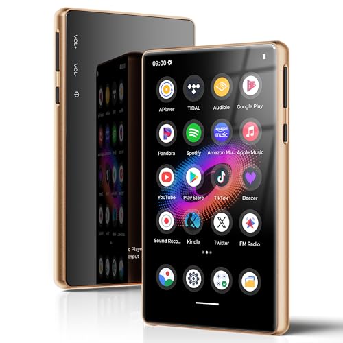 Image of 128GB Android 11 MP3 Player with Bluetooth 5.0 and WiFi, 5 inch HD Touchscreen Portable Music Player for Spotify, YouTube, Audible and Amazon Music, Supports up to 256GB, Gold