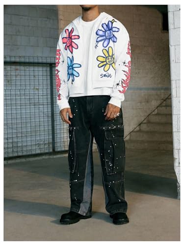 SOLY HUX Men's Y2k Hoodie Zip Up Jacket Floral Print Hooded Sweatshirts Hip Hop Streetwear4