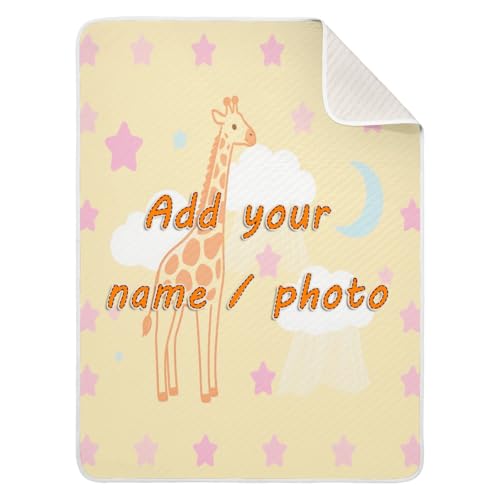 Custom Cute Animal Giraffe Pink Yellow White Swaddle Blankets for Newborns Soft personalizada para Tigers Name Blanket for Newborns, Infants, & Toddlers 30x40in Manta para recien