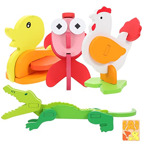 WESIEVYA Rompecabezas De 3D para Set De 4 Animales Cocodrilo Pollito Pato y Juguetes Educativos para Pequeños Creativos para Aprender y Jugar