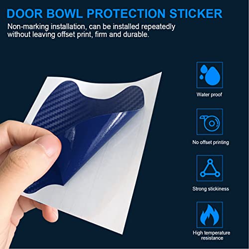 4Pcs Car Door Handle Cup Stickers, Carbon Fiber 3D Auto Bowl Anti-Scratches Protective Films, Vehicle Door Paint Protection Cover Guard, Car Accessories Universal For Truck, Suv, Van (Navy) #TOP2