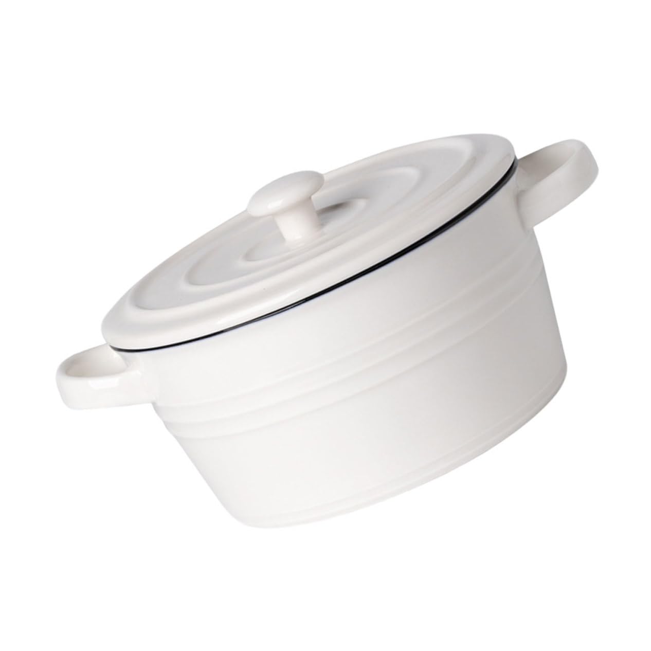 Bol Cerámico Doble Asa con Tapa Cuenco Desayuno para Sopa Arroz Ramen Ensalada y Postre Vajilla Resistente y Segura para Uso Diario