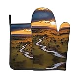 Nice sunsets Lot de 3 maniques imprimées pour micro-ondes, friteuse à air, pâtisserie, grillades