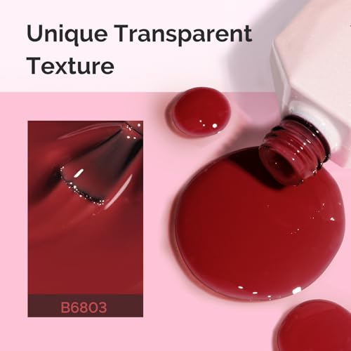 Image of MelodySusie Jeweliver Gel Nail Polish, 0.5Fl.oz Gel Polish Red Brown Color Soak Off UV LED Light Cure Gift for Women Manicure Nail Art DIY at Home B6803