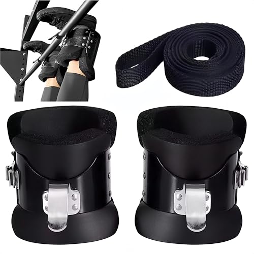 グラビティブーツ 逆さぶら下がりブーツ 逆さ懸垂 懸垂バー用 倒立トレーニング 足首固定 腹筋 背筋 ストレッチ トレーニング器具 耐荷重100kg 鋼製フック 厚手クッション フィットネス器具