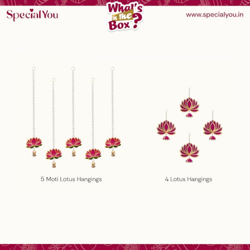 Image of SpecialYou Ganpati Decoration Setup for Home Decor With Lotus Wall Hanging Decoration, Ganesh Chaturthi Home Decoration, Wall Decor Items for Living Room- 9Pcs