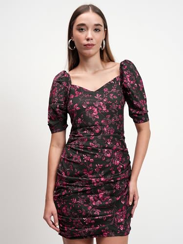 Image of Tokyo Talkies Women's Dresses for Women | Floral Print | Short Smocked Dress | Puff Sleeves | Elegant & Trendy